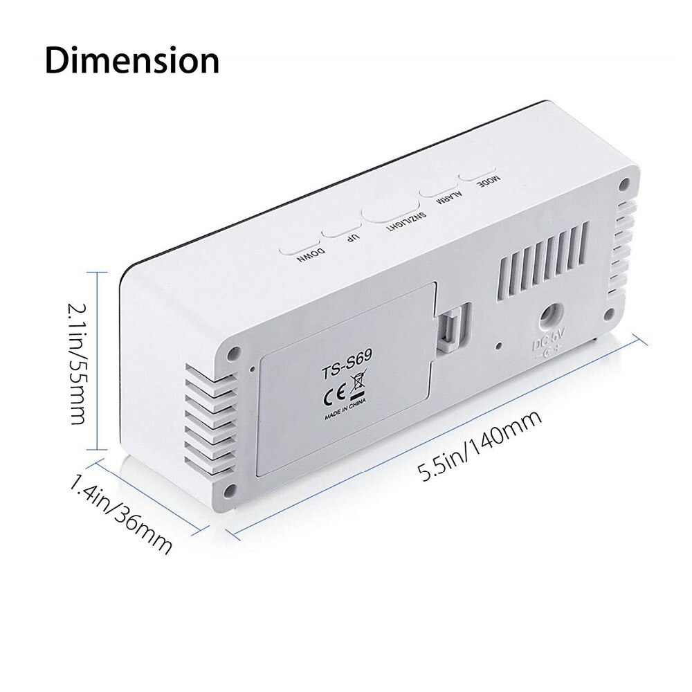 LED Electronic Alarm Clock USB Digital Mirror Clock Morning Table Clock Wake Up Light Time Temperature Display Home Decoration