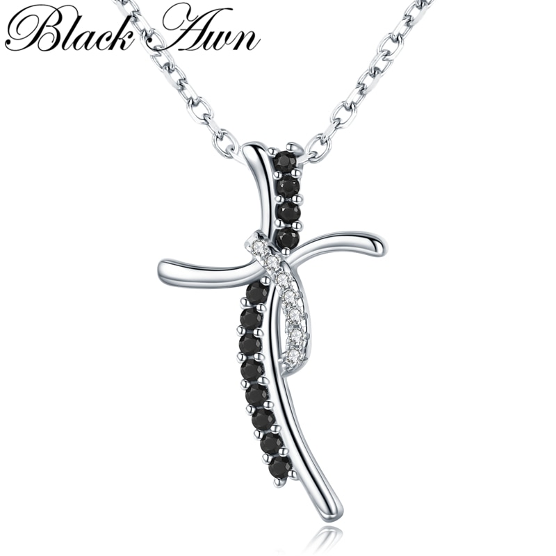 NERO awn 2020 Nuovo 100% 925 sterlina d'argento bella Croce Gioielli di Moda D'avanguardia Collane di Fidanzamento per le Donne di Nozze Pendenti con Gemme E Perle K042