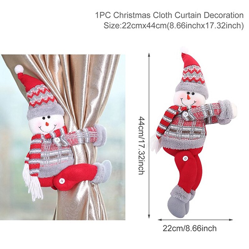 Christmas Santa Pop Gordijn Tieback Houder Haak Gesp Clip Gordijn Tieback Polyester Decoratieve Thuis Accessorie: snowman