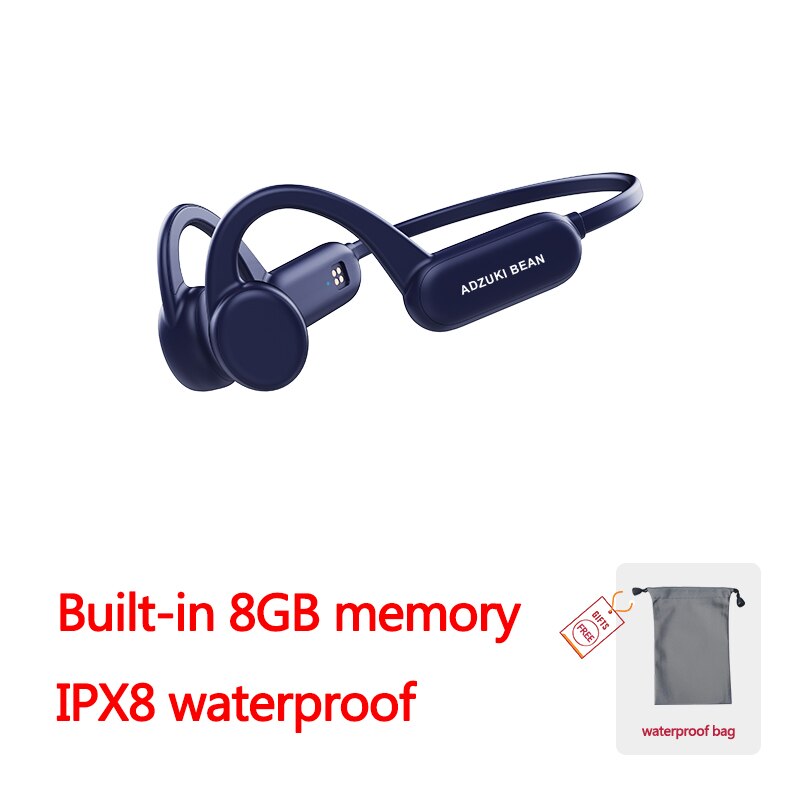 Knochen Leitung Bluetooth Kopfhörer Schwimmen IPX8 Kopfhörer Mit Mic Drahtlose Sport IPX4 Wasserdichte Kopfhörer für Iphone Xiaomi: Blau 8g sd ipx8