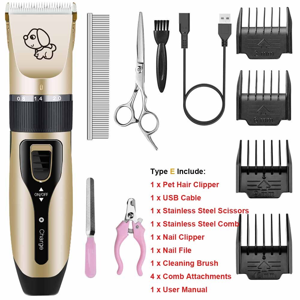 Elektrische Hond Haar Trimmer Usb Opladen Huisdier Tondeuse Oplaadbare Low-Noise Kat Hair Remover Grooming Haar Snijder Machine: Type E