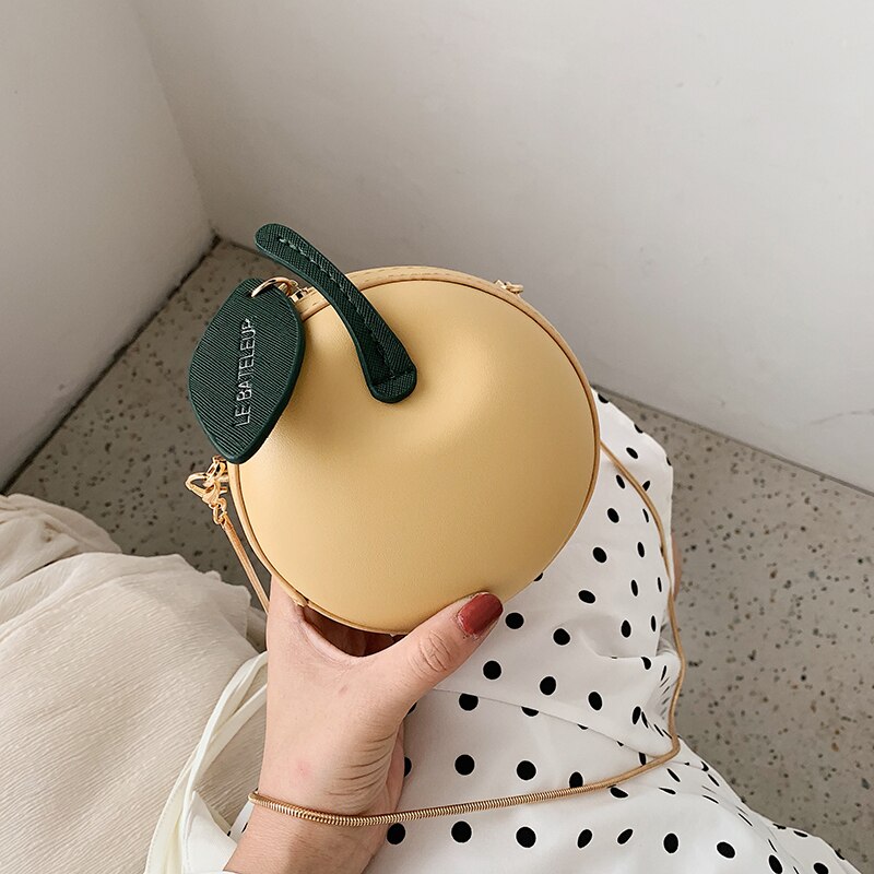 Mini Cherry Cross Body Bags Voor Meisjes Chain Schoudertassen Leuke Fruit Bag Pu Lederen Dames handtassen: yellow