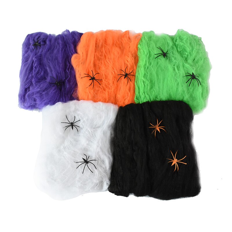 Halloween Scary Party Stretchy Spider Web Spider Haunted House Bar Props for Halloween Party Scene Props Decoration Supplies