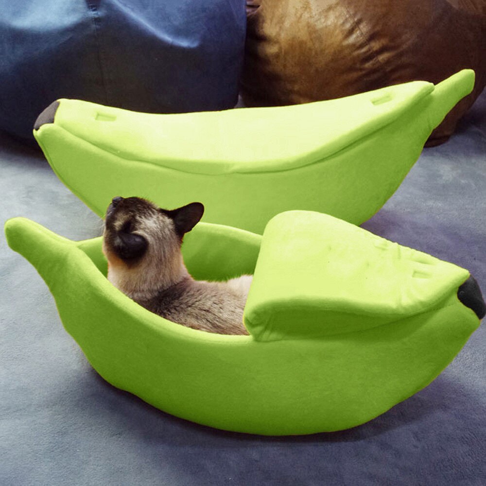 Cama de animais dobrável, cama dobrável para cachorros e gatos de estimação em forma de banana, macia e quente, cama respirável casa *: B / M