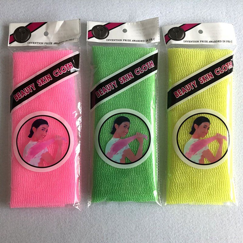 Nylon Solid Color Bath Towel Pull Back Towel Exfoliating Rubbing Dead Skin Towel Household Soft Face Wash Towel Color Random