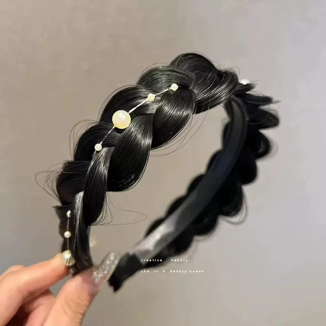 Diademas de peluca de giro ancho para mujer, trenzas anchas de espina de pescado, diademas hechas a mano, aro para la cabeza, accesorios para el cabello,