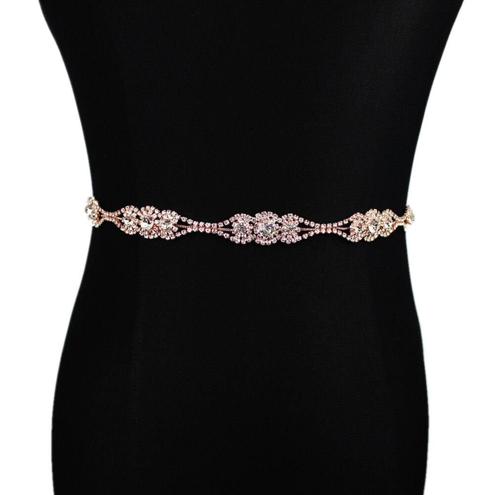 Hojas de plata vestido de boda cinturón Rhinestone cinturón de boda fajas femeninas cinturón de novia Sash accesorios de vestido de novia: Bridal Belt 3