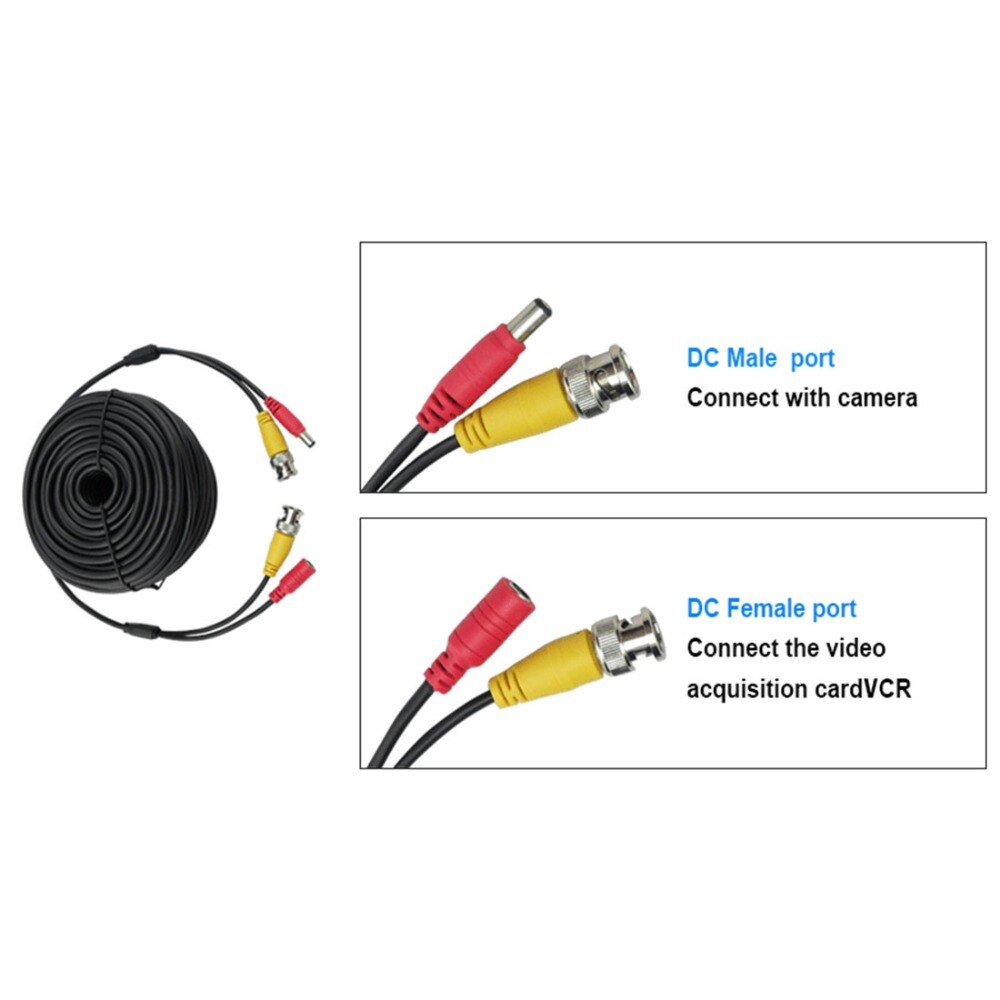 Ahd kamera kabler 5m/10m/20m/30m bnc kabel output dc stik kabel til analog ahd overvågning cctv dvr system tilbehør