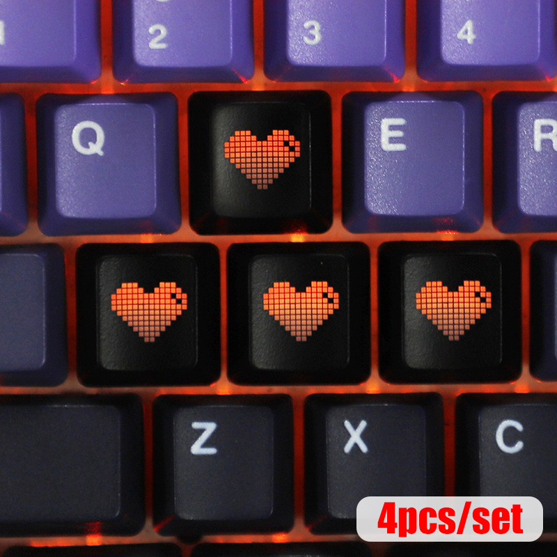 Red Pixel Heart Keycaps Set Van Esc Enter Wasd Arrow Key Caps Voor Mechanisch Toetsenbord Oem Profiel Abs Materiaal Double Shot: GRIJS