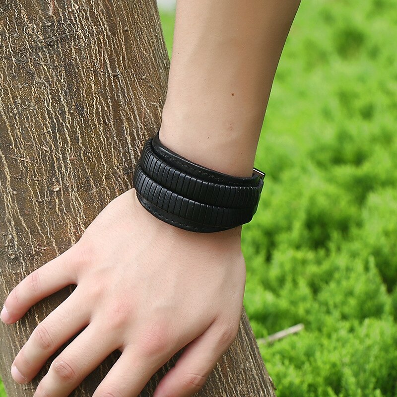 Punk Creatieve Lederen Armband Vrouwen Mode Brede Handgemaakte Verstelbare Wrap Armbanden Mannen Trendy Sieraden