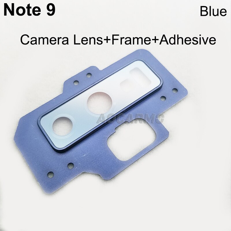 Aocarmo Rear Back Camera Lens Glass Ring Cover With Frame Adhesive For Samsung Galaxy Note 9 6.4" Replacement: With Frame Blue