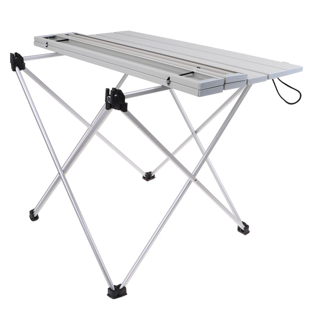 Outdoor Aluminium Foldable Picnic Camping Desk Table Ultralight Compact Size with Storage Pouch for Tailigating Backyard Fishing: Gray 56.5x40.5x41cm