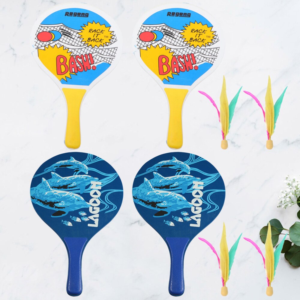 2Set of Board Badminton Racket Beach Racket Seven Layers High-grade Poplar Wood Table Tennis Racket(Random Style)