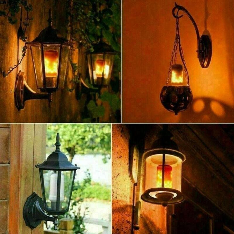 Lámparas LED creativas E27 B22 para césped, luces decorativas de pared para exteriores y jardín, antorcha de llama dinámica de simulación, bombillas de fuego