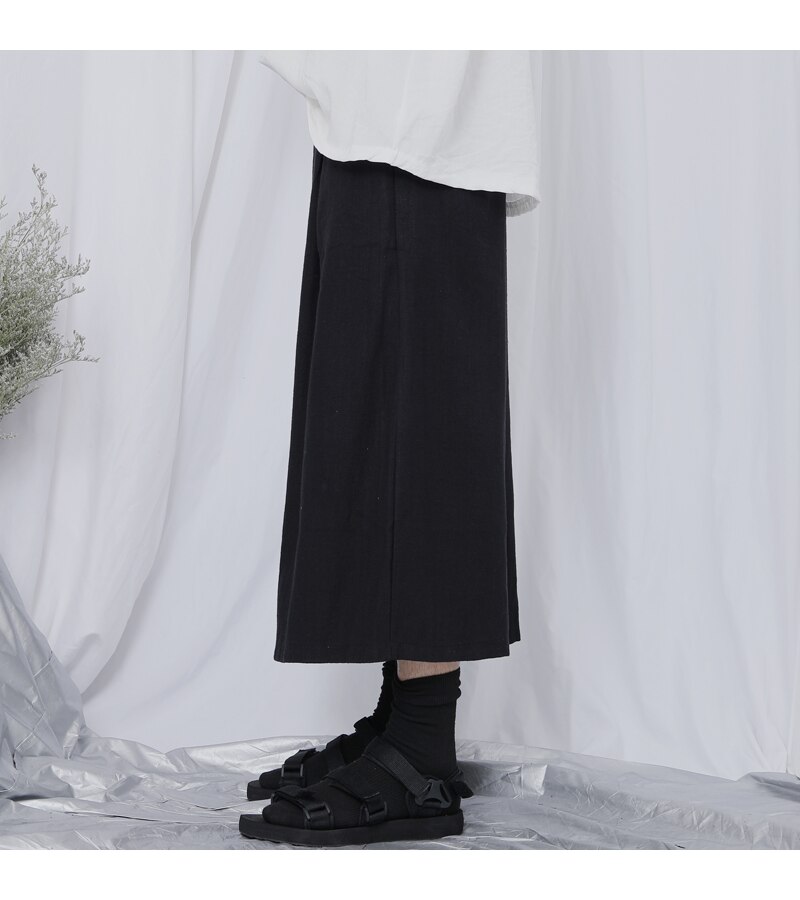 Japanske cropped bukser herre efterår bukser med brede ben yamamoto vind mørk niche løse afslappede bukser herre cropped bukser