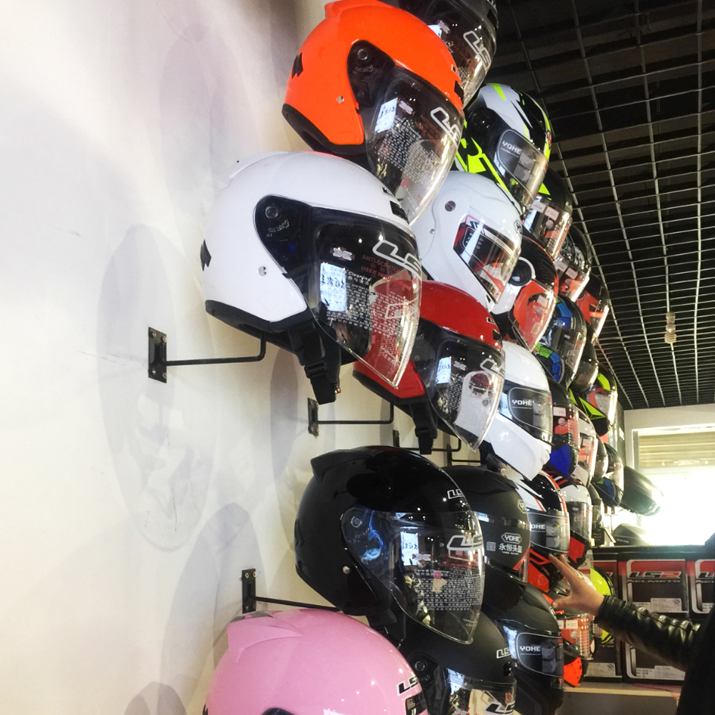 Soporte para casco de motocicleta, soporte de exhibición para cascos de montaje en pared con rotación de 180 grados, colgador para casco/chaqueta con doble gancho, soporte para casco de bicicleta
