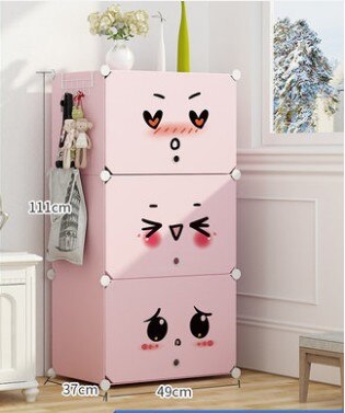 DIY Multi-layer Simple Children Wardrobe Girl Assembled Plastic Closet Cartoon Simple Modern Economic Baby Storage Cabinet: Dark Khaki