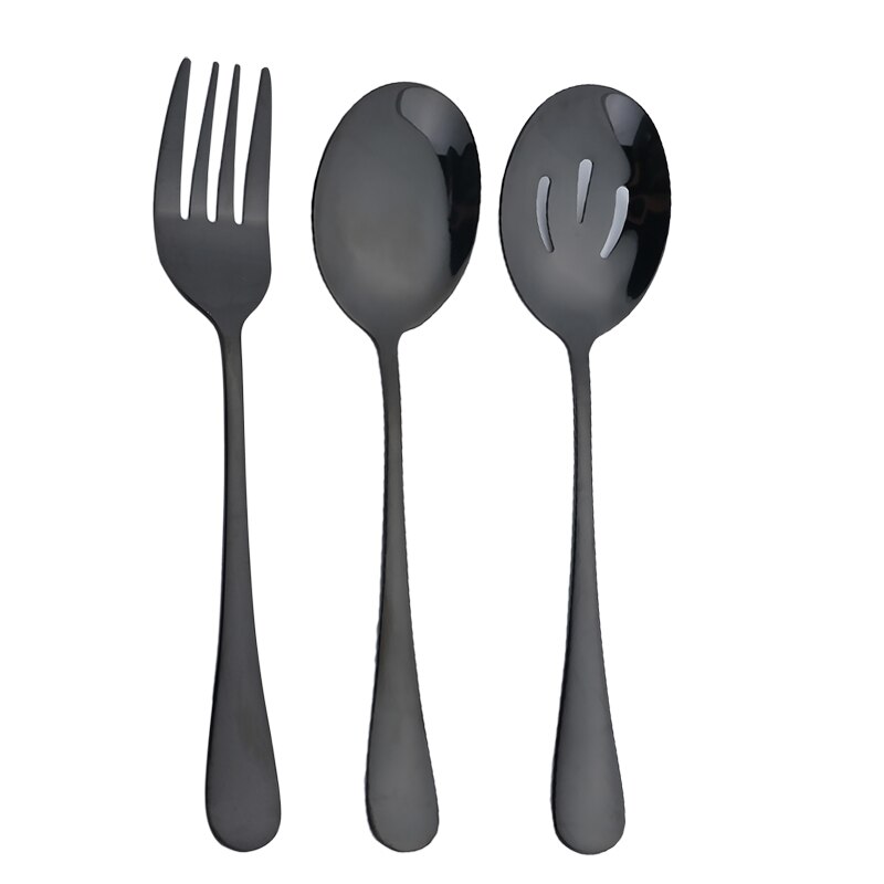 Western Stainless Steel Serving Spoon Restaurant Public Cutlery Soup Ladle Colander Fork Shovel Rainbow Distributing Spoons: Black