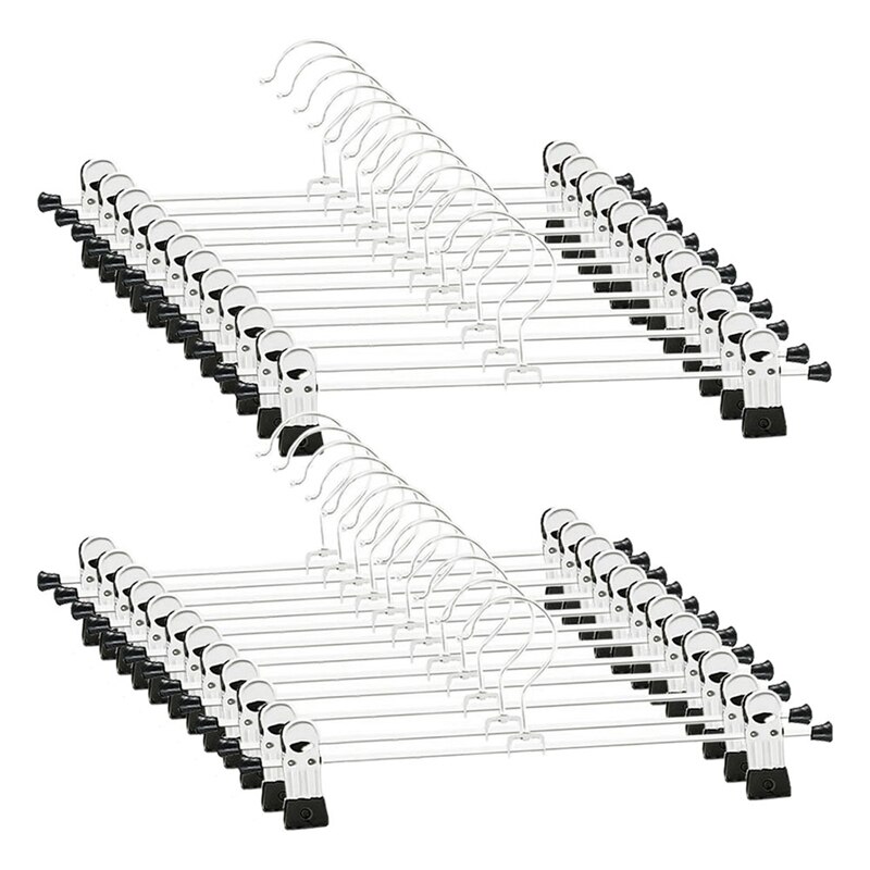 24 st kjolhängare med clips, byxhängare metallbyxbyxor platsbesparande för byxkjolar kläder: Default Title