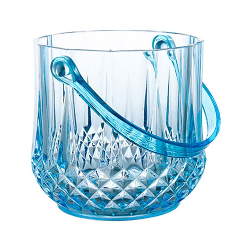 T84E Ice Bucket Acrylic Clear Storage Tub Plastic Drink Buckets with Handle for Wine: C