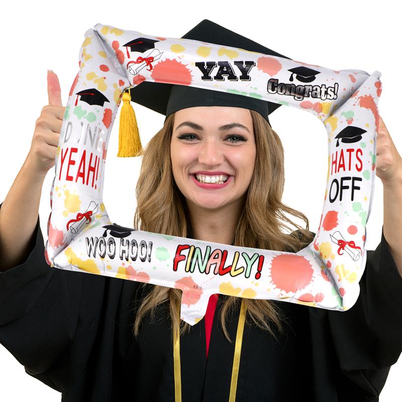 6 stk graduering fotoramme oppustelig foto prop aluminium film balloner skole fest selfie forsyninger dekor