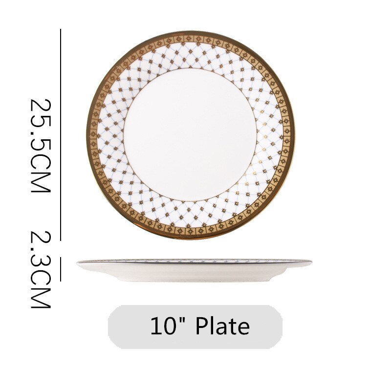 Porcelain Dinnerware Set Ceramic Dinner Plate Ceramic Plate Western Steak Plate Dishes scratch-resistant pendulum Fruit plate: Style D 10 inch