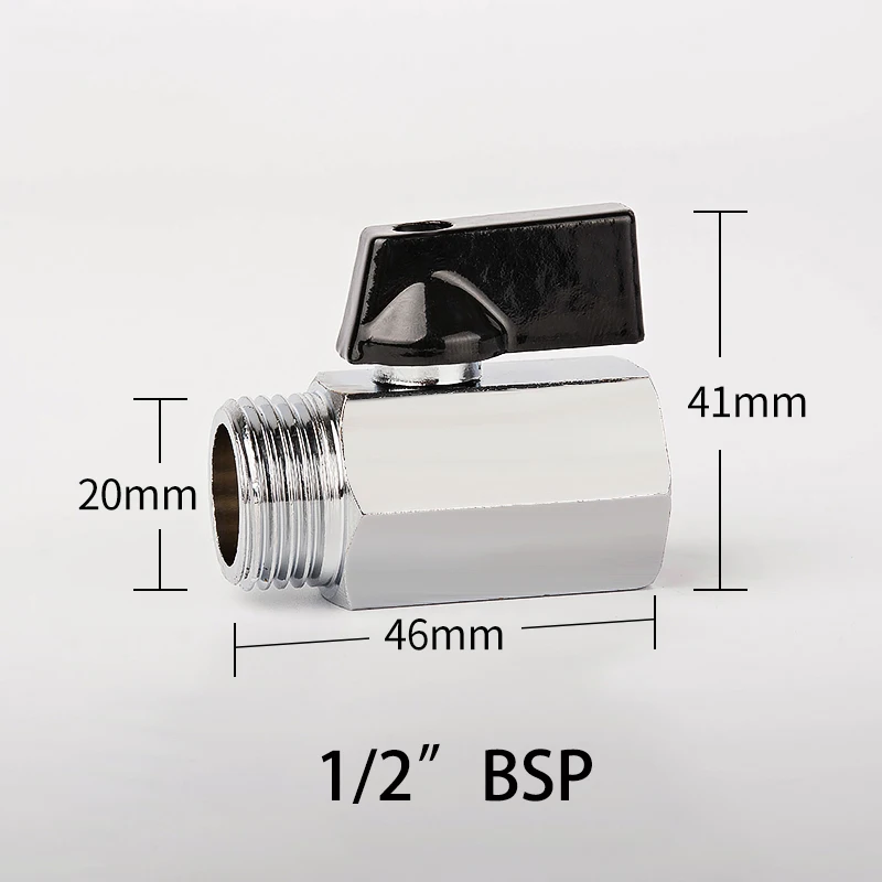 1/8" 1/4" 3/8" 1/2" Threaded Mini Brass Ball Valve BSP Male To Female Air Compressor Water Gas Oil Shut Off Valve: black