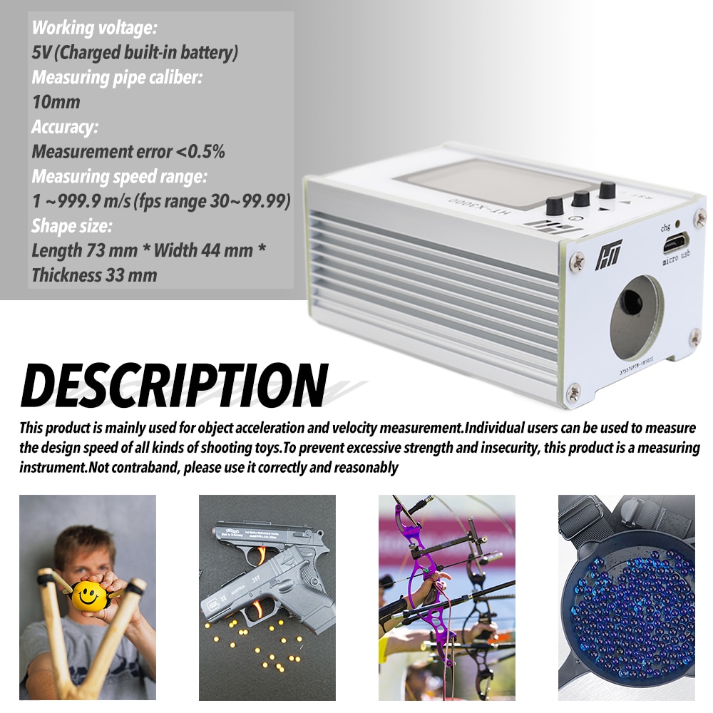 Handheld Hoge Nauwkeurigheid Snelheid Meetinstrument Initial Velocity Velocimetry Toerenteller Chinese En Engels Switching