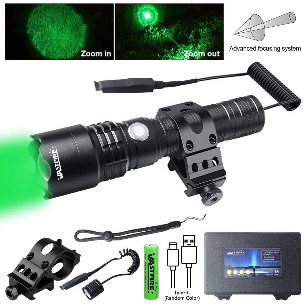 Hohe profession elle LED-Taschenlampe für die Jagd grünes Licht taktische Nacht Scout Licht Fisch Licht USB wiederauf ladbare wasserdichte Taschenlampe: Rot