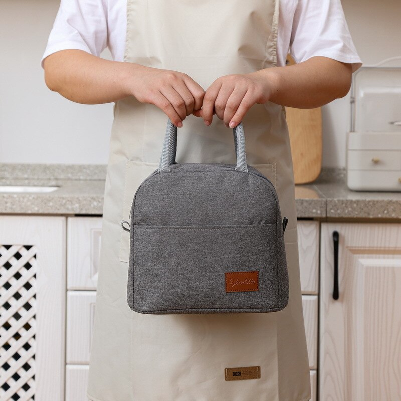 Fiambrera térmica para mujer, bolso portátil con cremallera, aislante, para la puerta de la comida, fiambrera de viaje, contenedor de almacenamiento para la cena