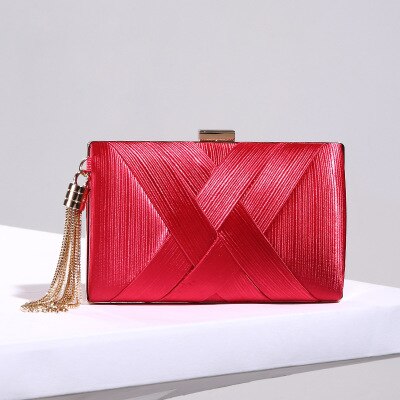 Billiger Red weave tasche hochzeit geldbörse Wristlets quasten handtaschen Kupplung Tasche Damen abend taschen: Red