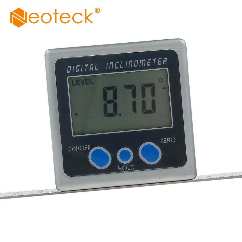 Neoteck IP54 0-360 Degree Digital Angle Gauge Protractor Inclinometer Mini Bevel Box Magnets 0.05 Degree ± 0.2 Degree Accuracy