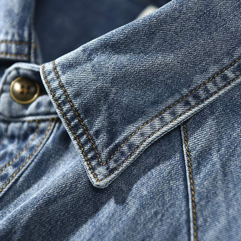 2022 Vintage Denim Shirts For Men Casual Long Sleeve Shirt Male Tops Camisa Hombre Laple Blouse Button Up Shirt Jacket
