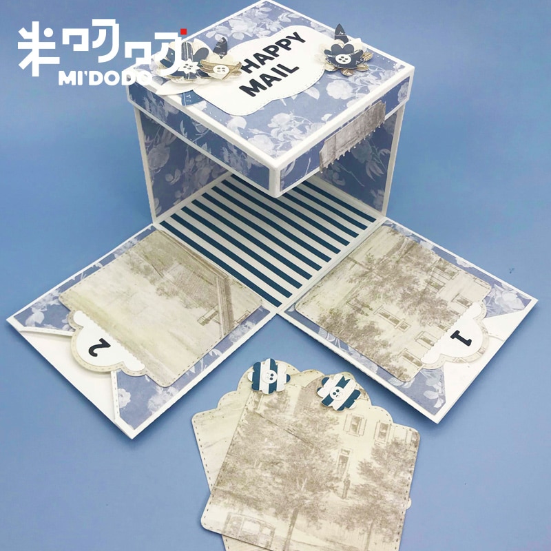 Eksplosionskasse skærematricer til scrapbog matricer hukommelse fotoalbum papirhåndværk midodo 4 tommer kasse metal skærematricer