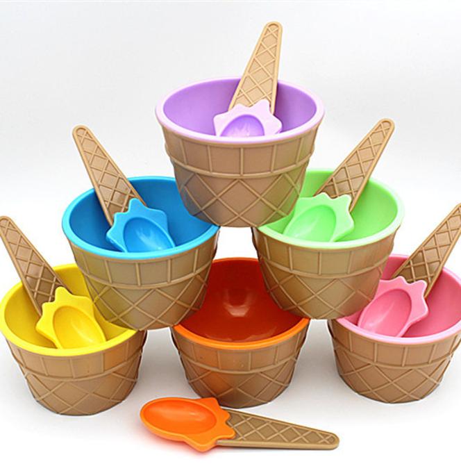 Cuencos de helado con cuchara para niños, taza para helado, tazón de pareja, , vajilla de postre para niños, herramientas de cocina #2