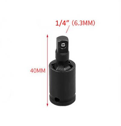 3Pcs 1/4 "3/8" 1/2 "Air Wrench Kruiskoppeling, CR-MO Staal Zwart 360 ° Drive Swivel Impact Dopsleutel Adapter: 6.3mm