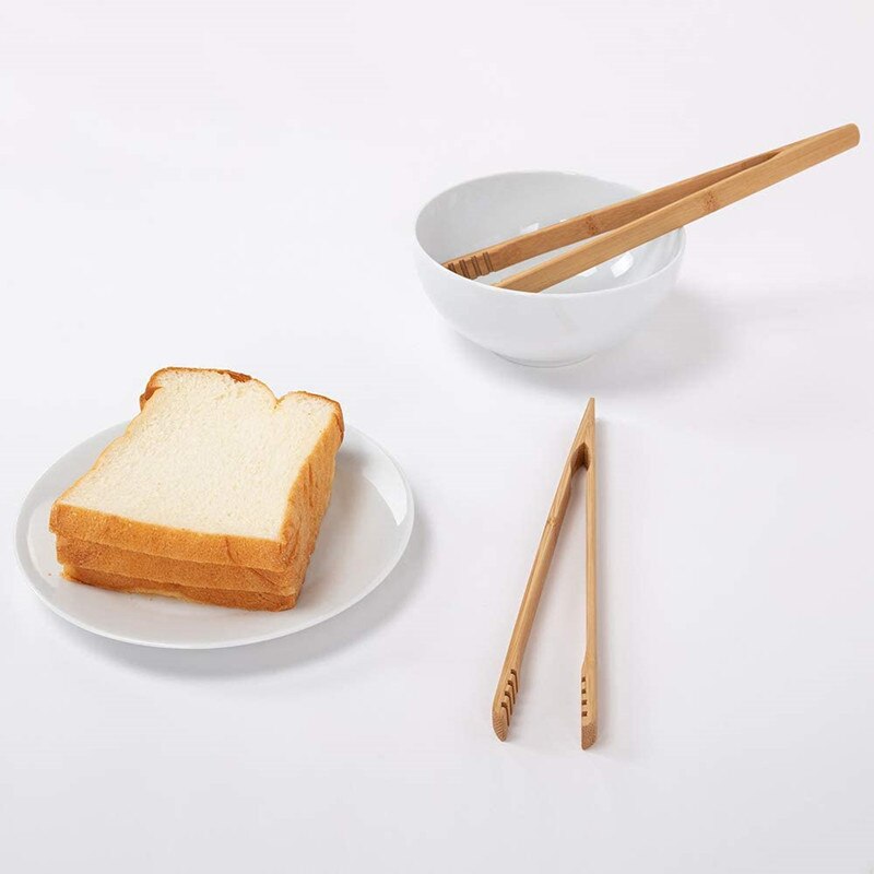 Houten Toast Tang Bacon Thee Tang Bamboe Keuken Salade Voedsel Toast Houten Tang