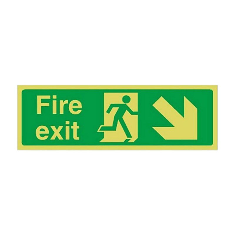 Fire Exit Sign Stickers Decal Adhesive Glow In The Dark With Direction Arrows 36 X 14cm: 6