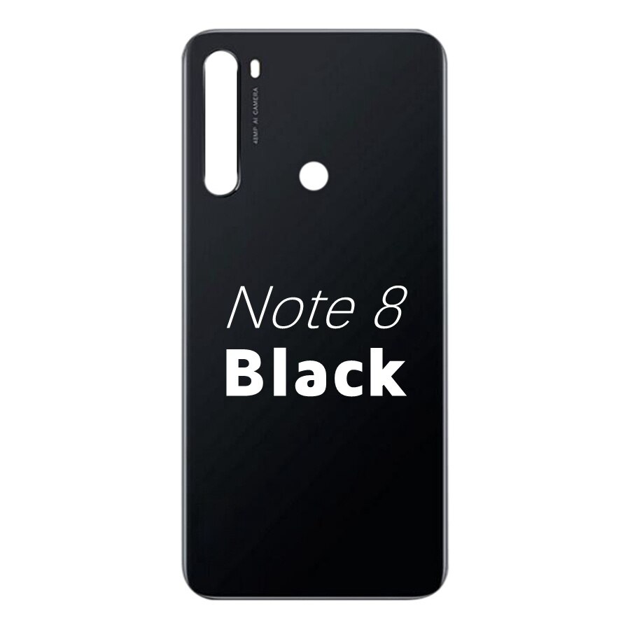 Voltar vidro capa para xiaomi redmi note8 nota 8 pro bateria capa traseira habitação painel da porta substituição + adheisve adesivo m1908c3jh: Note8-Black