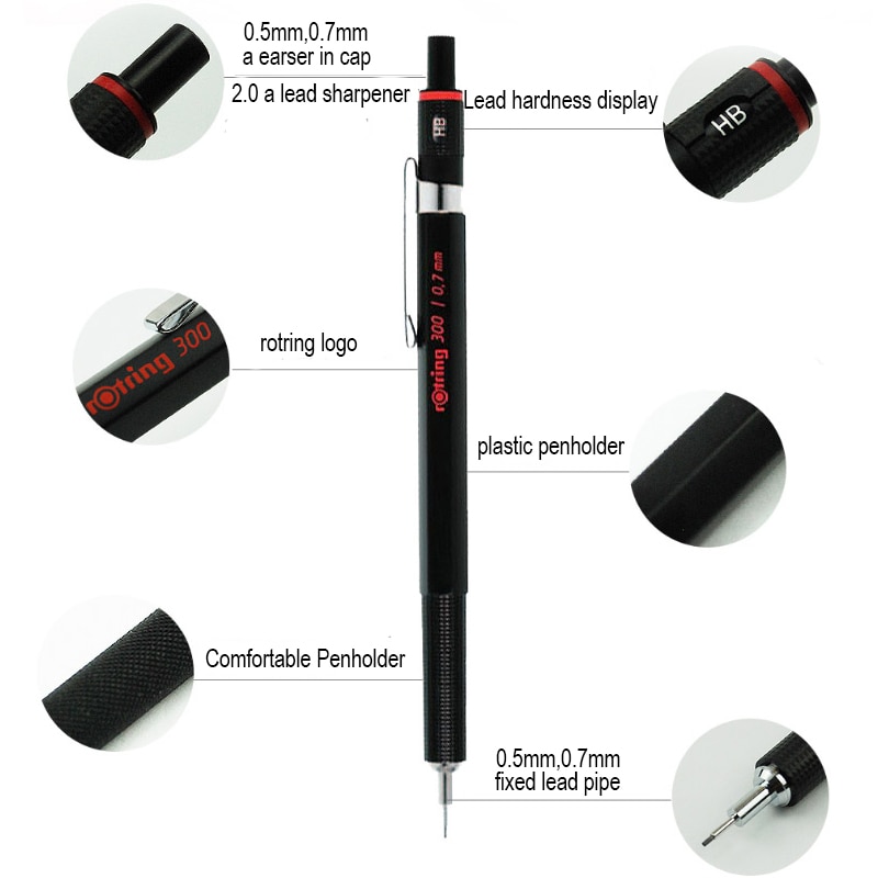 Rotring 300 Mechanische Bleistift 0.5/0.7/2,0mm Automatische bleistift Kunststoff Stift Halfter Schreibwaren schreiben liefert