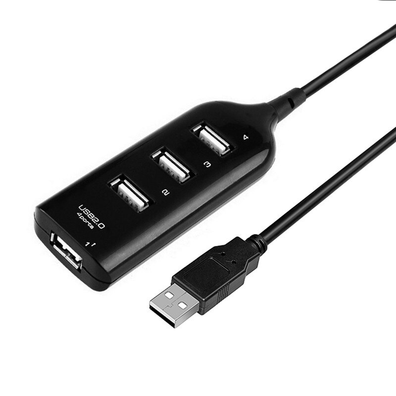 Mini Hub USB 2.0 Multi USB 2.0, haute vitesse, 4 Ports, lecteur de cartes, tout-en-un pour PC, accessoires d&#39;ordinateur: Black