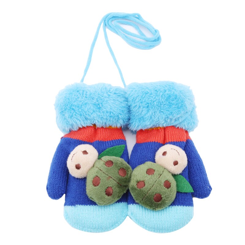 Vendita Calda Animale Del Fumetto Guanti di Inverno Del bambino Bambini Addensare Guanti Caldi Carino Coccinella Lavorato A Maglia Delle Ragazze Dei Ragazzi Guanti per 4-7 anni
