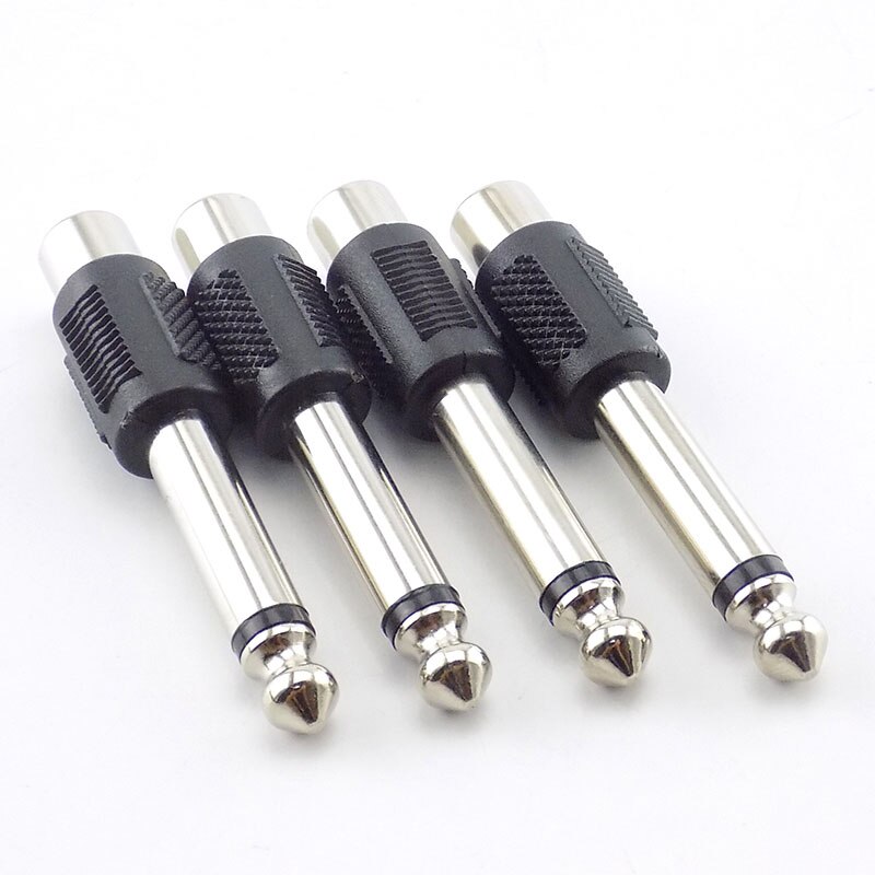 Audio Adapters RCA/AV Female Jack to 6.35mm Male Plug to RCA Female Connectors Plugs For DIY FM Microphone Mic 4pcs/lot