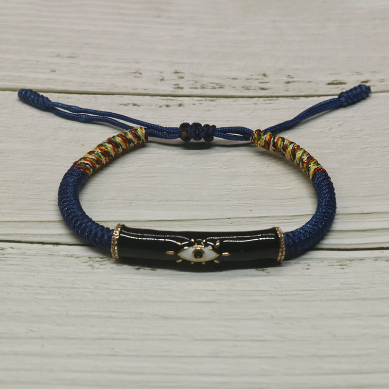 Handmade woven ethnic zircon turkish evil eye bracelet women's braided lucky enamel amulet rope bracelets for women jewelry ys -08: J