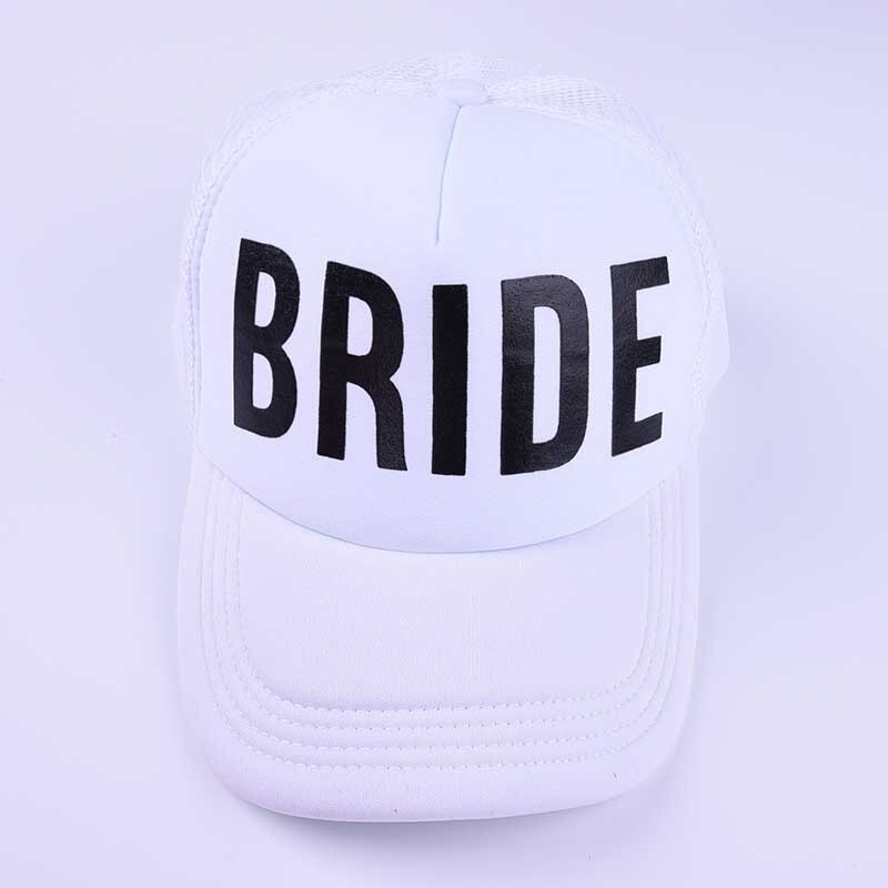 BRAUT Kader Junggeselle Frau Snapback Kappen Hüfte hüpfen Marken Baseball Gittergewebe Deckel Hochzeit Party Mann Einstellbare Goldene knapp Rosa Farbe: Braut Weiß
