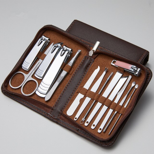 Op Mode 20pcs Nagelknipper Set Nail Art Beauty Tools Nail Schaar Sikkel Eagle Haak Pedicure & Menicure Tweezer nagels Kit: ZJQ-14-Coffee