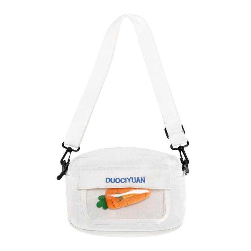 Rabanete Decoração Sacos de Ombro Meninas Novidade Canvas Crossbody Pequenas Bolsas: WHITE