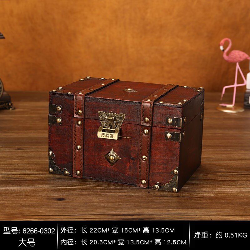 European Retro Wooden Storage Box Square Jewelry Planner Box Props Storage Crafts Desk Accessories Organizer Storage Stationery: Large tw