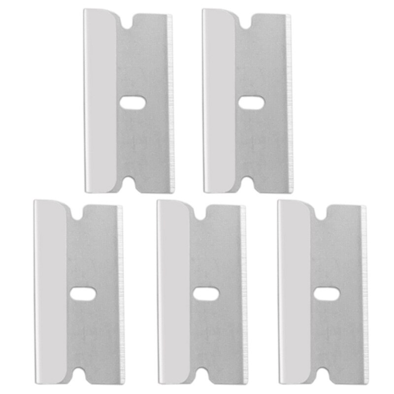 Glue Removal Blade Glass Oven Razor Scraper Plastic Handle Razor Scraper Spatula Car Film Tool Window Cleaning Blade Scraper: 5Pcs Blade