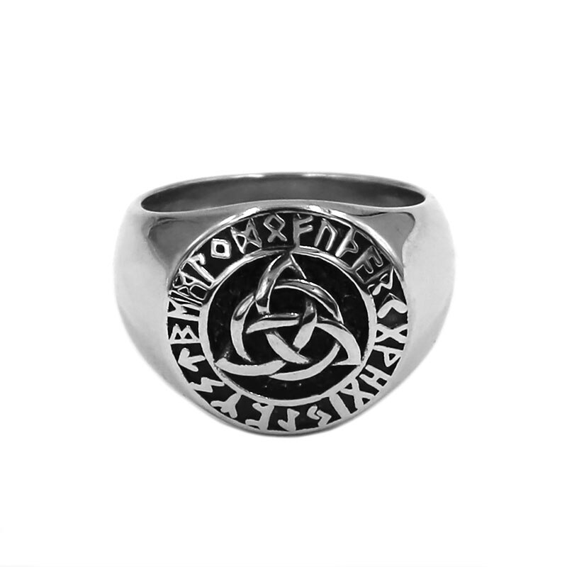 Noorse Viking Rune Ring Rvs Sieraden Odin &#39;S Symbool Rune Brief Signet Biker Ring Keltische Mannen Ring SWR0996